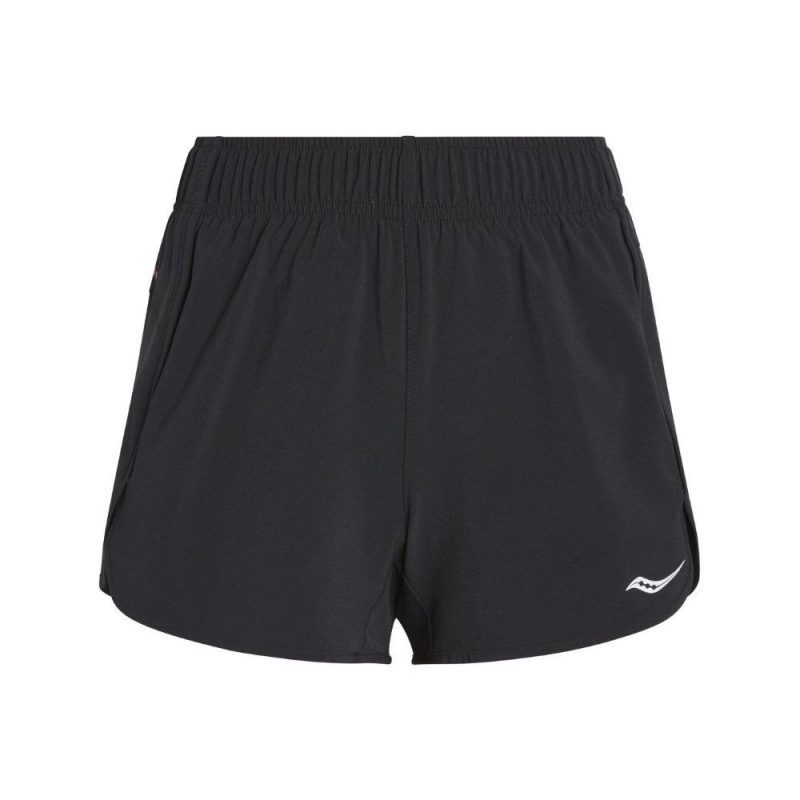 Saucony Women's Outpace 3" Short Women's Shorts - BlackToe Running - Extra Small#colour_black