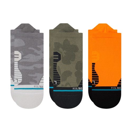 Stance - Run Klicks Tab - 3-Pack - BlackToe Running#colour_neon-orange-green-grey