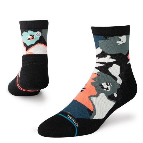 Stance Unisex - Flower Beds Quarter Socks - BlackToeRunning#colour_black-flower