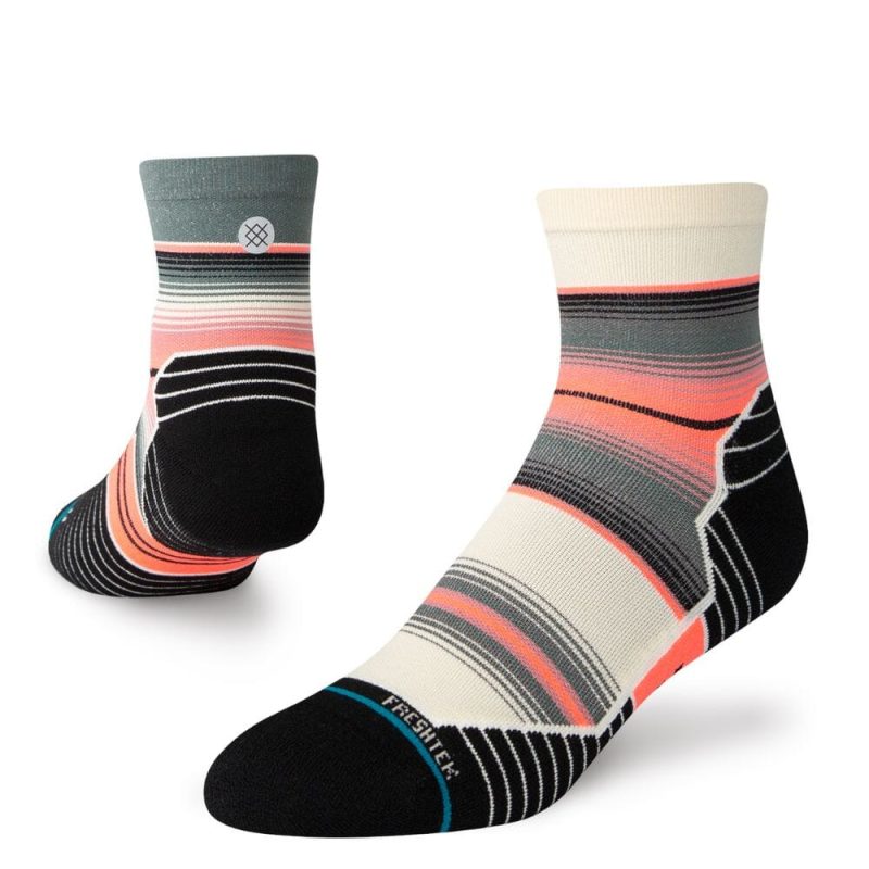 Stance Unisex - Lanak Pass Quarter Socks - BlackToeRunning#colour_teal-stripe