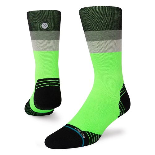 Stance - Run Maxed Crew - BlackToe Running#colour_neon-green-black