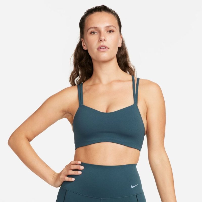 Nike Women's Alate Trace Light Support Sports Bra - BlackToe Running#colour_deep-jungle-white