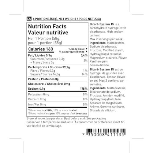 BICARB SYSTEM 15 Nutrition Facts