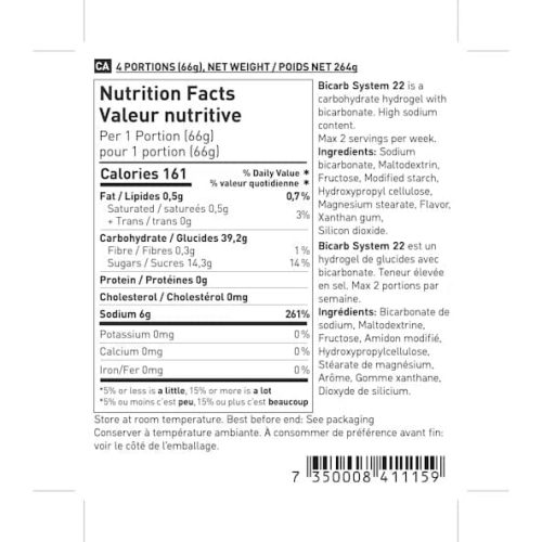 BICARB SYSTEM 22 Nutrition Facts