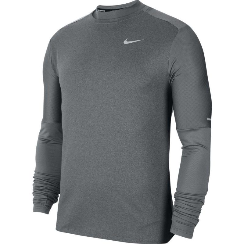 Nike Men's Dry Fit Element Running Crew Men's Tops - BlackToe Running#colour_dark-smoke-grey-black