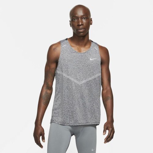 Nike Men's DryFit Rise 365 Tank Men's Tops - BlackToe Running#colour_black-heather-reflective-silver