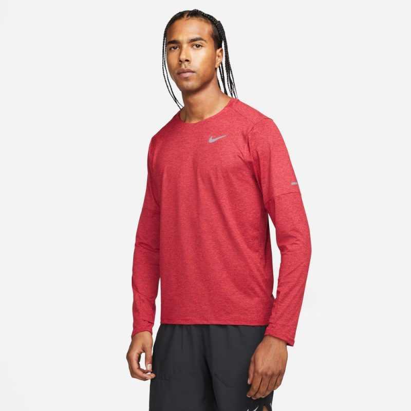 Nike Men's Dry Fit Element Running Crew Men's Tops - BlackToe Running#colour_dark-beetroot-reflective-silver