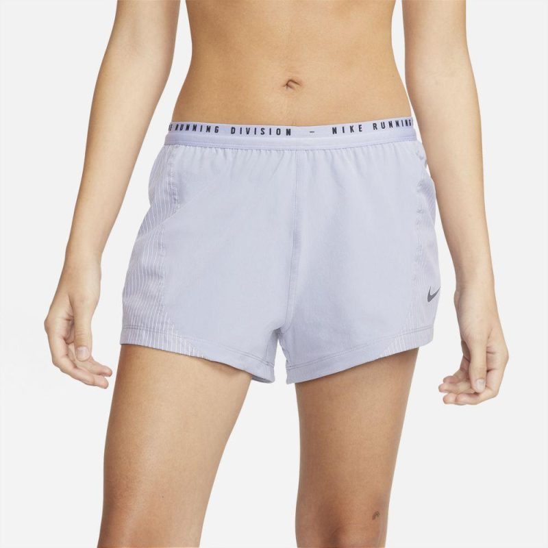 Nike Women's Run Division Tempo Luxe Short Women's Shorts - BlackToe Running#colour_indigo-haze-reflective-silver