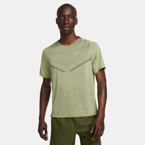 Nike Men's Dri-FIT ADV Techknit Ultra Short Sleeve Men's Tops - BlackToe Running#colour_rough-green-alligator-reflective-silver