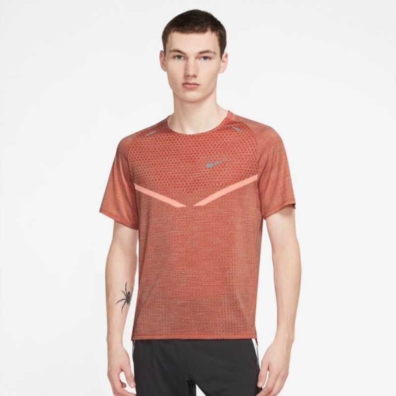 Nike Men's Dri-FIT ADV Techknit Ultra Short Sleeve Men's Tops - BlackToe Running#colour_madder-root-reflective-silver