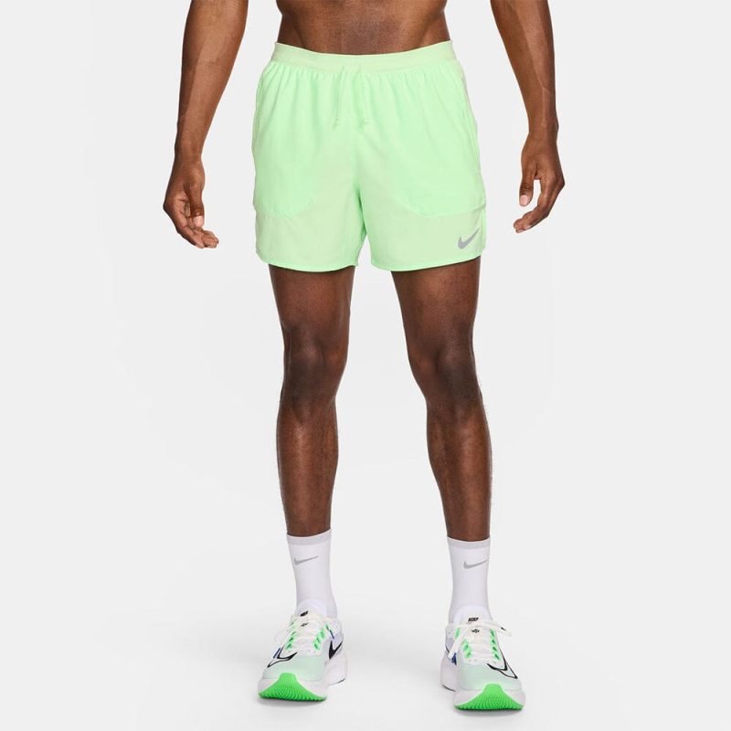 Nike Men's Dri-FIT Stride 5" Brief-Lined Running Shorts - BlackToe Running#colour_vapor-green-reflective-silver