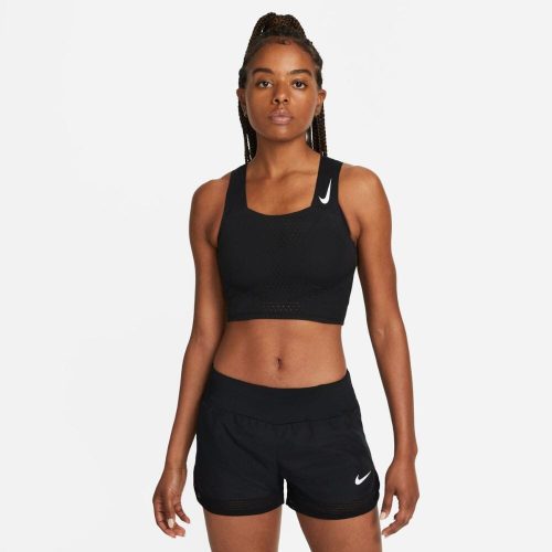 Nike Women's Dri-FIT ADV AeroSwift Crop Top Women's Tops - BlackToe Running#colour_black-white