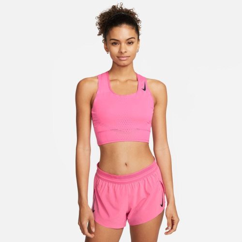 Nike Women's Dri-FIT ADV AeroSwift Crop Top Women's Tops - BlackToe Running#colour_pinksicle-black