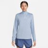 Nike Women's Dri-FIT Swift Element UV Half-ZIp - BlackToe Running#colour_light-armory-blue