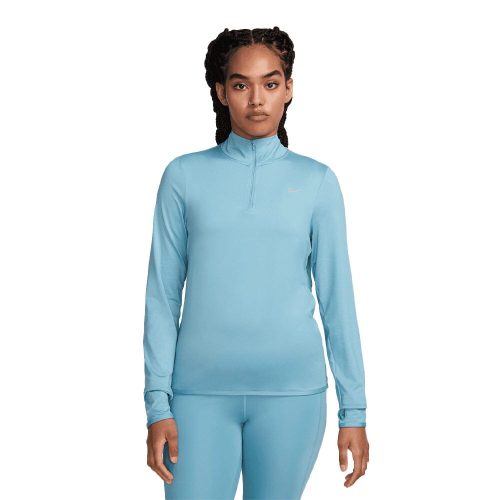 Nike Women's Dri-FIT Swift Element UV Half-Zip - BlackToe Running#colour_denim-turq