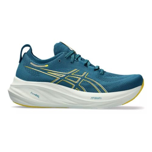 Asics Men's Gel-Nimbus 26 Men's Shoes - BlackToe Running#colour_evening-teal-light-mustard