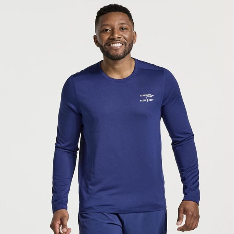 Saucony Men's Stopwatch Long Sleeve Top - BlackToe Running#colour_sodalite