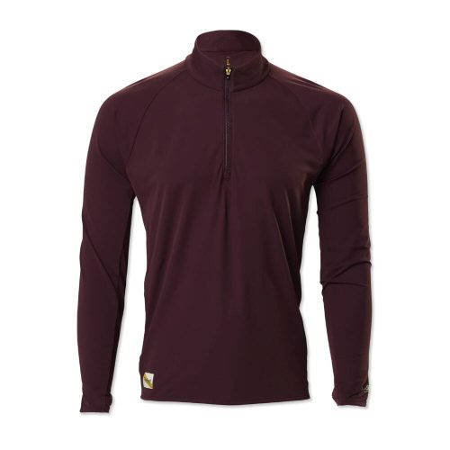 Tracksmith Men's Turnover Half Zip - BlackToe Running#colour_wine