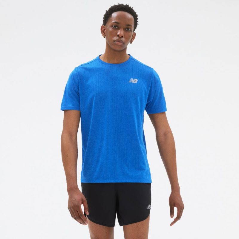 New Balance Men's Impact Run Short Sleeve Men's Tops - BlackToe Running#colour_cobalt-heather