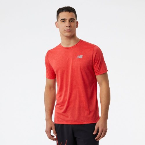 New Balance Men's Impact Run Short Sleeve Men's Tops - BlackToe Running#colour_true-red-heather