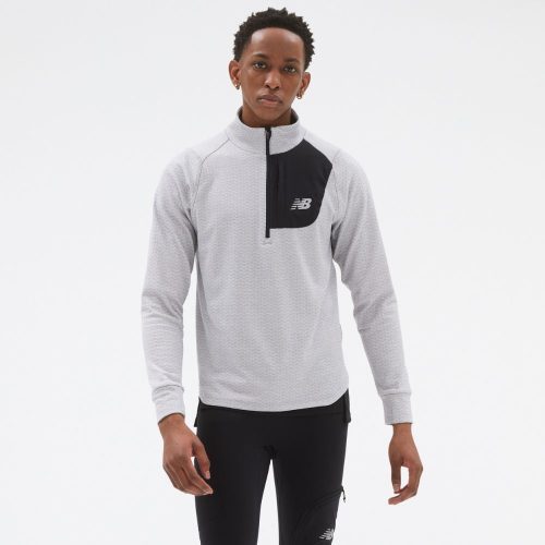 New Balance Men's Heat Grid Half Zip Men's Tops - BlackToe Running#colour_athletic-grey