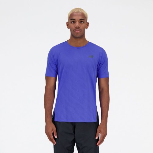 New Balance Men's Q Speed Jacquard ICEx Short Sleeve Men's Tops - BlackToe Running#colour_marine-blue