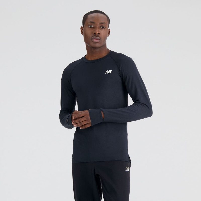 New Balance Men's Q Speed 1NTRO Long Sleeve - BlackToe Running#colour_black