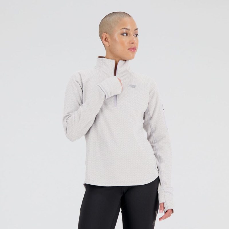 New Balance Women's Heat Grid Half Zip - BlackToe Running#colour_grey-violet-heather