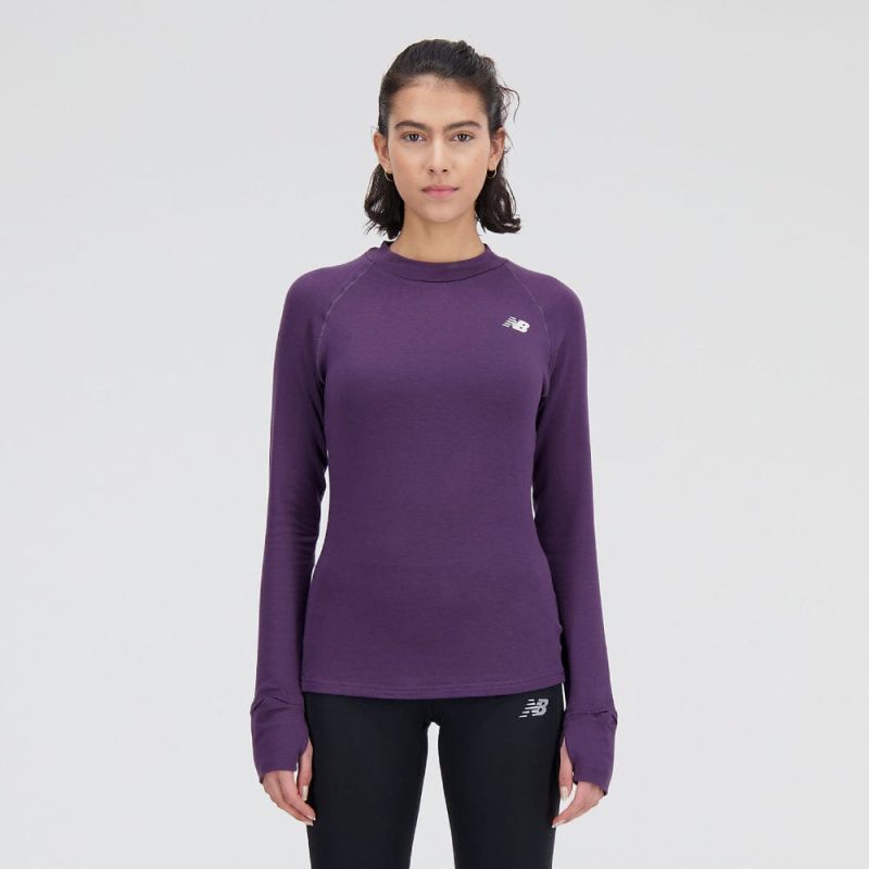 New Balance Women's Q Speed 1NTRO Long Sleeve - BlackToe Running#colour_interstellar