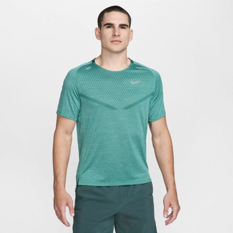 Nike Men's Dri-FIT ADV Techknit Ultra Short Sleeve Men's Tops - BlackToe Running#colour_vintage-green-bicoastal-heather