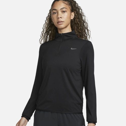 Nike Women's Dri-FIT Swift Element UV Half-ZIp - BlackToe Running#colour_black-reflective-silver