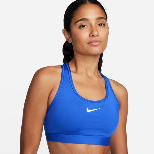 Nike Women's Dri-Fit Swoosh Medium Support Sports Bra - BlackToe Running#colour_hyper-royal-white