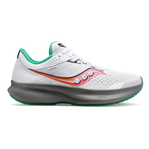 Saucony Women's Ride 16 Women's Shoes - BlackToe Running#colour_white-pink-gravel