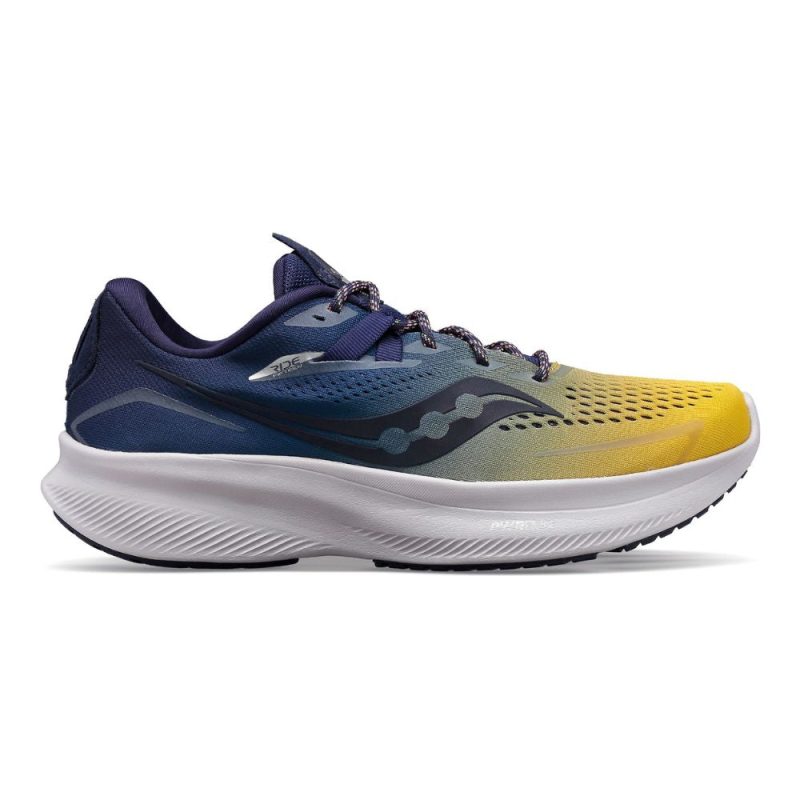 Saucony Men's Ride 15 - BlackToe Running#colour_blue-yellow-night-lite