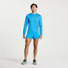 Saucony Men's Stopwatch Long Sleeve Top - BlackToe Running#colour_azure-heather