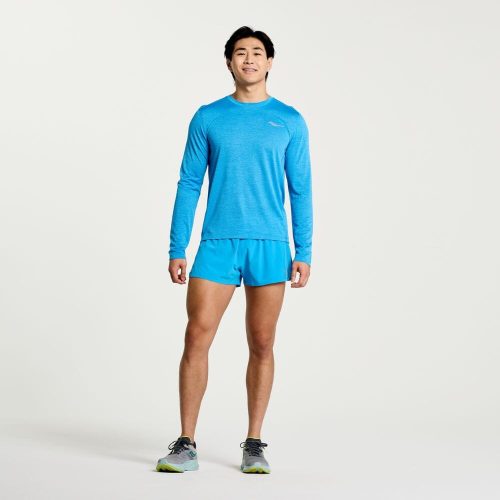 Saucony Men's Stopwatch Long Sleeve Top - BlackToe Running#colour_azure-heather