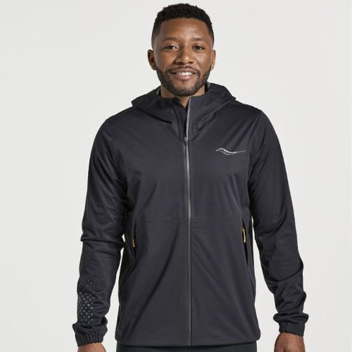 Saucony Men's Boulder Drizzle Jacket Men's Tops - BlackToe Running#colour_black