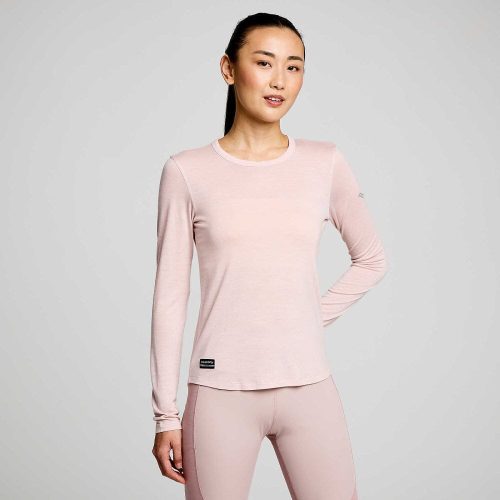 Saucony Women's Peregrine Merino Long Sleeve - BlackToe Running#colour_smoke-heather