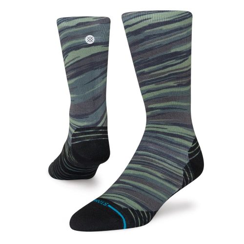 Stance Slant Crew Socks - BlackToe Running#colour_greencamo