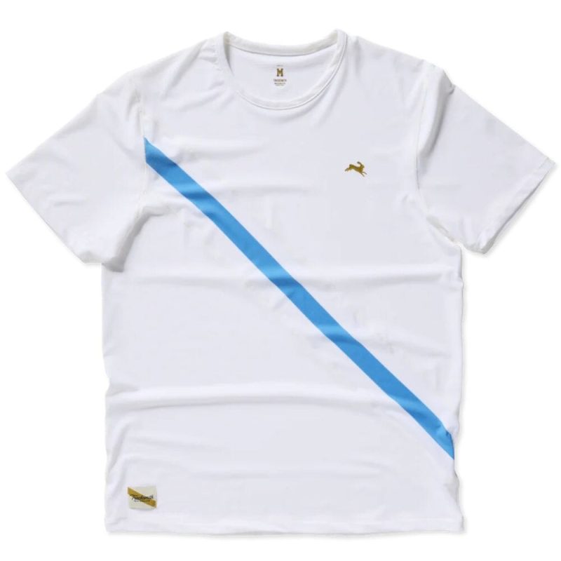 Tracksmith Men's Strata Tee - BlackToe Running#colour_white-ocean