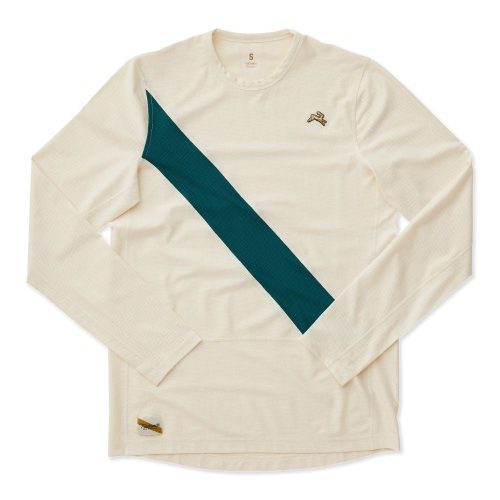 Tracksmith Men's Van Cortlandt Long Sleeve Men's Tops - BlackToe Running#colour_ivory-teal