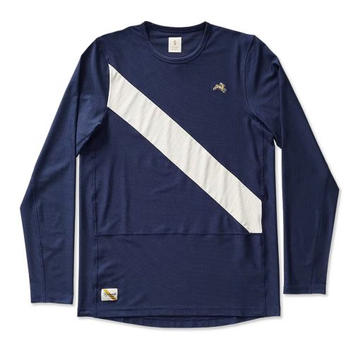 Tracksmith Men's Van Cortlandt Long Sleeve Men's Tops - BlackToe Running#colour_navy-ivory