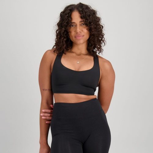 New Balance Women's Fortiflow Bra Women's Tops - BlackToe Running#colour_black