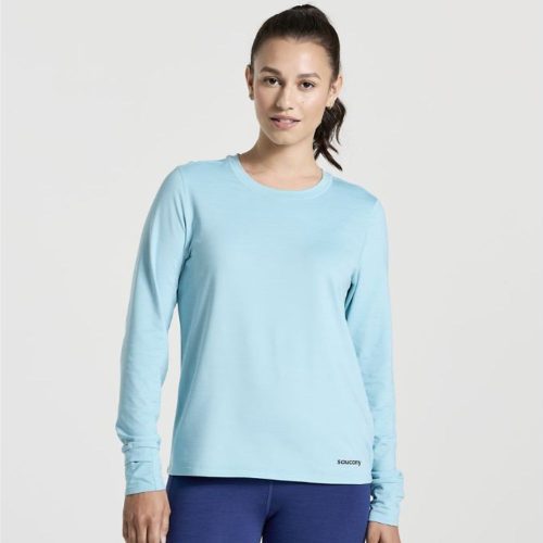 Saucony Women's Boulder Baselayer - BlackToe Running#colour_rainfall-heather