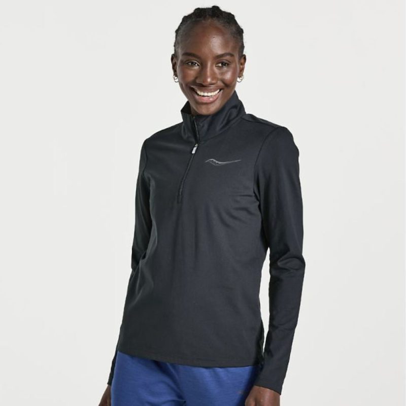 Saucony Women's Solstice 1/4 Zip - BlackToe Running#colour_black