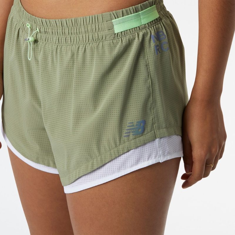 New Balance Women's Q Speed Fuel Short Women's Shorts - BlackToe Running#colour_olive-leaf