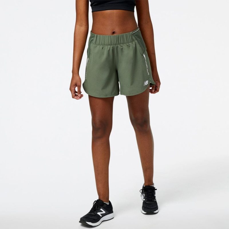 New Balance Women's 5" Impact Run Short Women's Shorts - BlackToe Running#colour_deep-olive-green