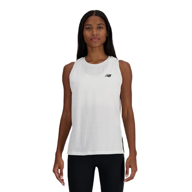 New Balance Women's Sport Essentials Heathertech Tank - BlackToe Running#colour_white