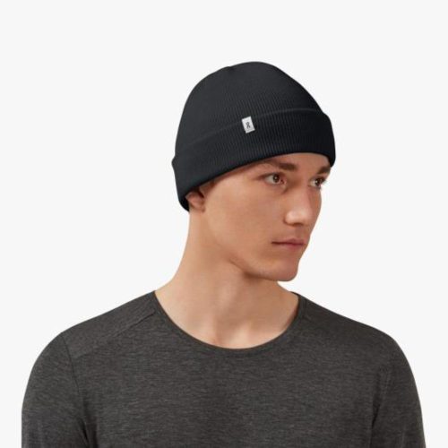 On Running Merino Beanie Headwear - BlackToe Running#colour_black