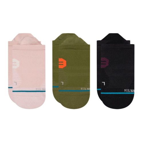 Stance Women's Run - Skedaddle - 3 Pack Socks - BlackToe Running#colour_pink-green-black